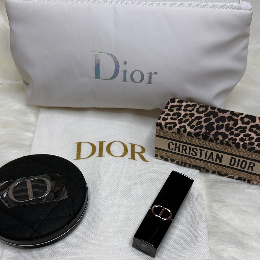 Dior Black & White Cosmetic Set with Leopard Accent